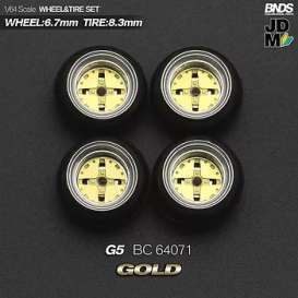 Wheels & tires Rims & tires - 2021 gold/chrome - 1:64 - Mot Hobby - BC64071 - MotBC64071 | The Diecast Company