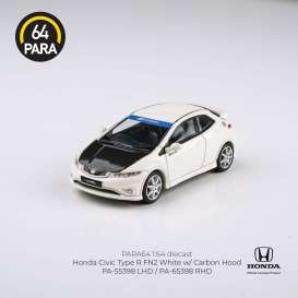 Honda  - Civic Type R FN2 2007 white/carbon hood - 1:64 - Para64 - 55398 - pa55398lhd | The Diecast Company