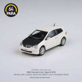 Honda  - Civic Type R EP3 2001 white/black - 1:64 - Para64 - 55347 - pa55347lhd | The Diecast Company