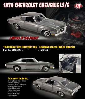 Chevrolet  - Chevelle LS/6 1970 shadow grey - 1:18 - Acme Diecast - 1805524 - acme1805524 | The Diecast Company