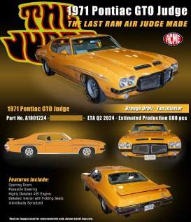 Pontiac  - GTO Judge 1971 orange orbit - 1:18 - Acme Diecast - 1801224 - acme1801224 | The Diecast Company