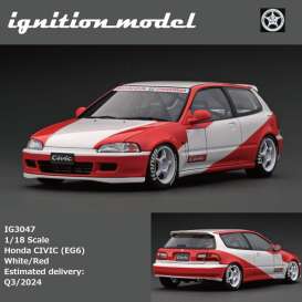 Honda  - Civic white/red - 1:18 - Ignition - IG3047 - IG3047 | The Diecast Company